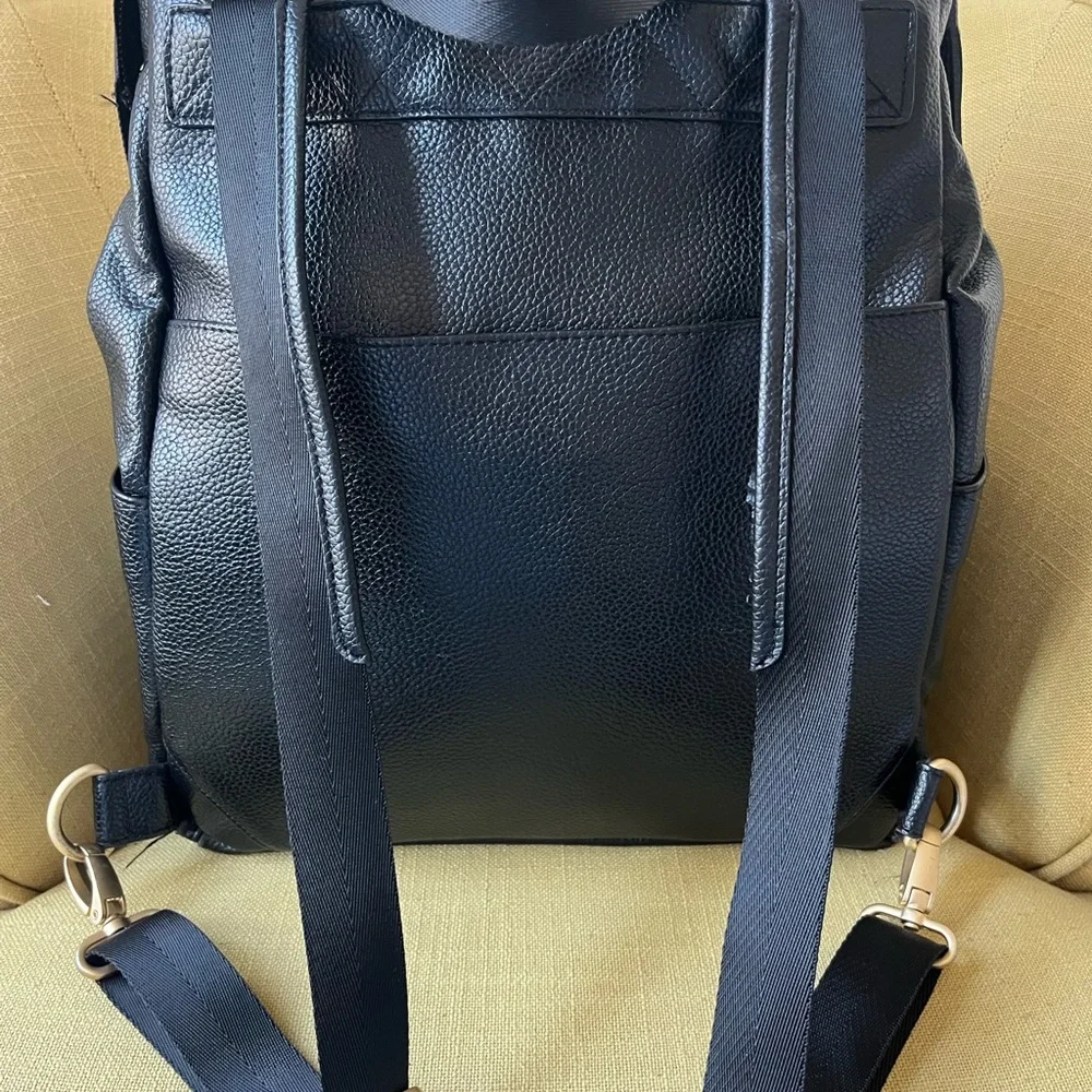 Freshly Picked Black Backpack Diaper Bag with Gold Hardware